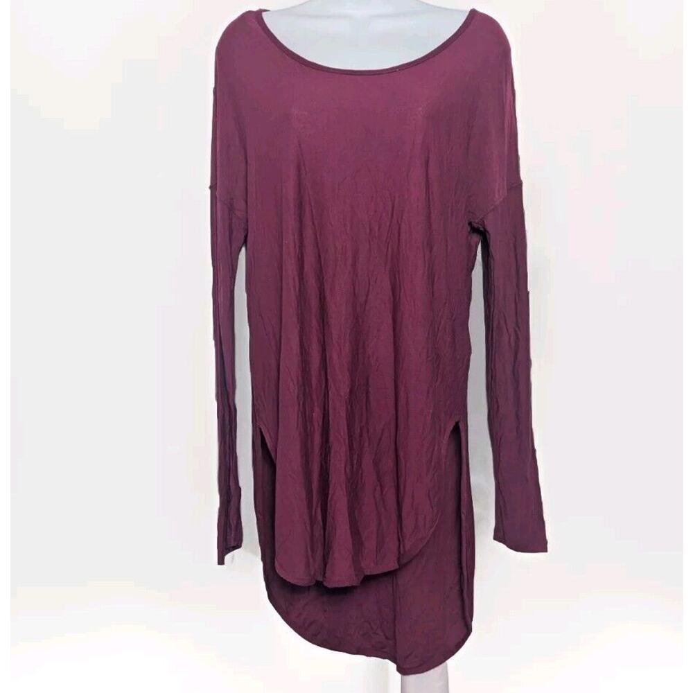 We The Free People Merlot Red Burgundy Tunic Scoop Hem Tee Blouse Size XS NWT